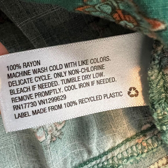 Knox Rose Shirt Womens XXL Green/Blue Boho Floral Print Blouse Lightweight Comfy - Picture 10 of 11